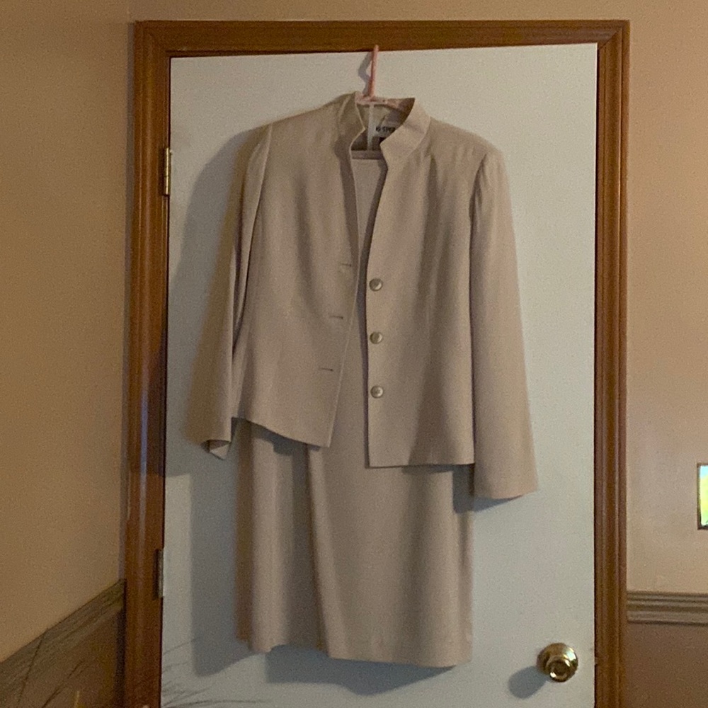 Tan skirt suit